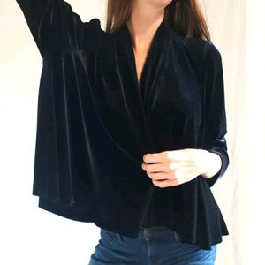 Vintage dark navy velvet swing coat